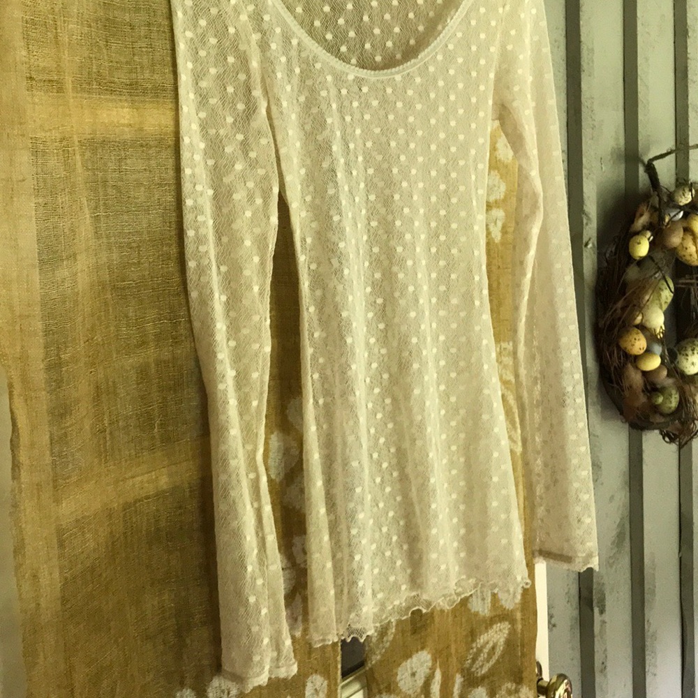 FREE PEOPLE sheer lace tunic.